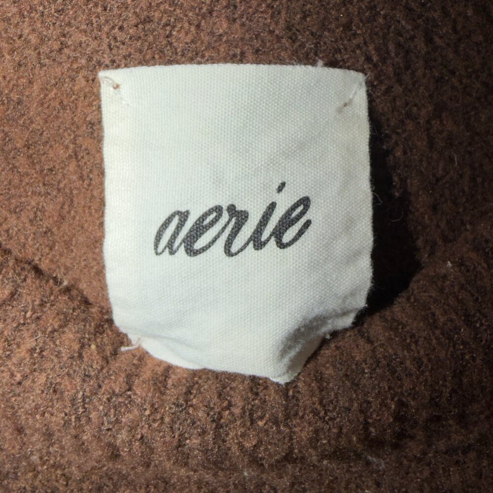 Aerie Brown Crewneck Sweater Size M Soft Knit Cozy Relaxed Everyday - Picture 3 of 8